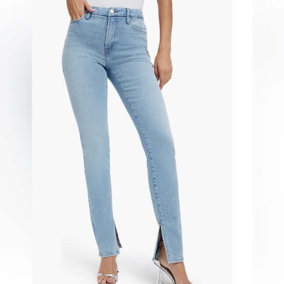 Good American Good Classic Split Hem Stretch Skinny Jeans - Picture 1 of 15